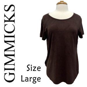 Gimmicks by Buckle Brown Faux Suede Top Size Large